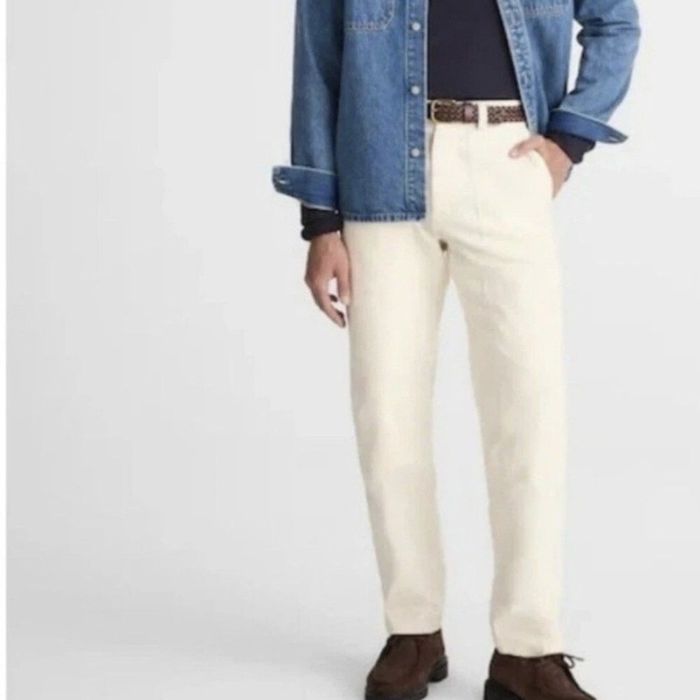 Madewell Men's Relaxed Straight Workwear Pants Ivory 32x30 Utility Gorpcore